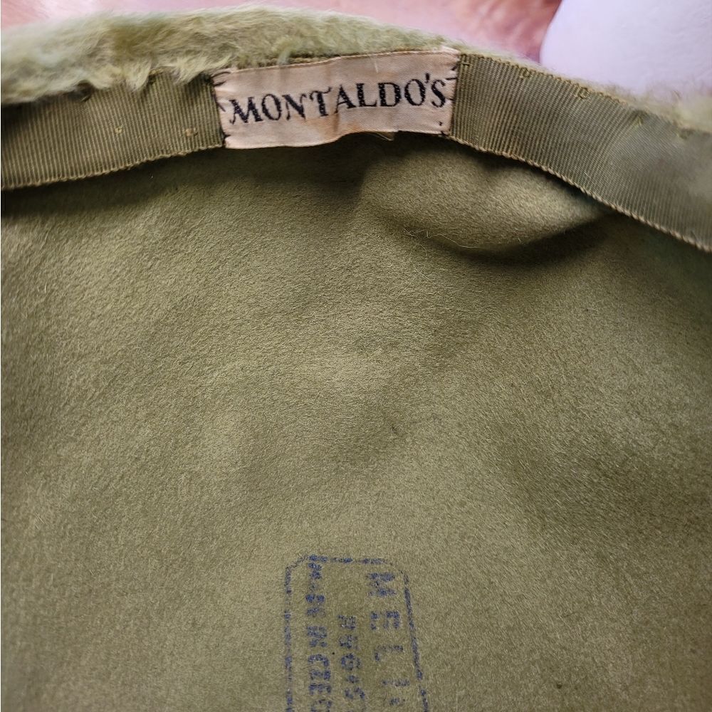VINTAGE 50s chartreuse green‎ furry pillbox beret hat Montaldo's - Picture 6 of 8